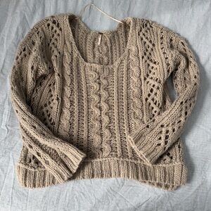 Free People Knit Maribel Sweater Beige Like New Large